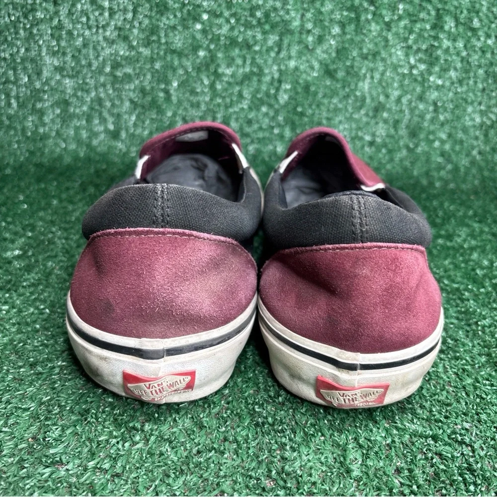 Vans Classic Slip-On Shoes Mens‎ Size 12 Maroon Suede Skate Sneakers Low Top